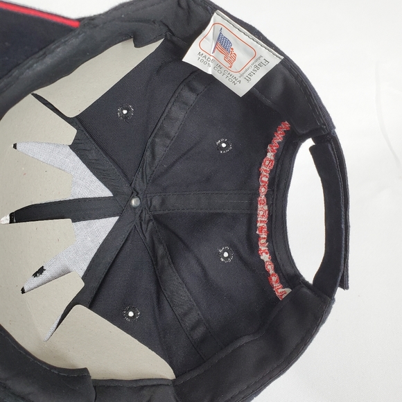 Gino's Burgers and Chicken Hat Black Embroidered Logo Adult Strapback Curve Bill - Picture 9 of 11